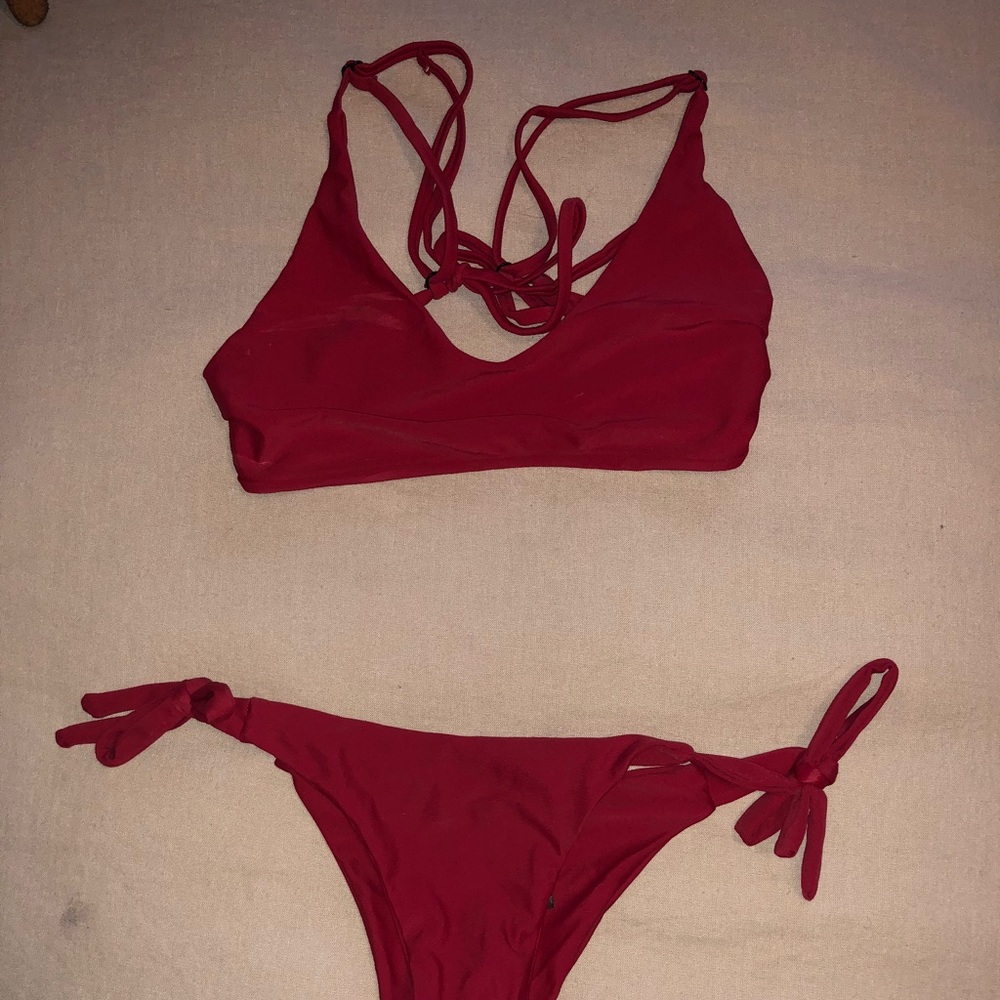 Red black bough swimsuit!